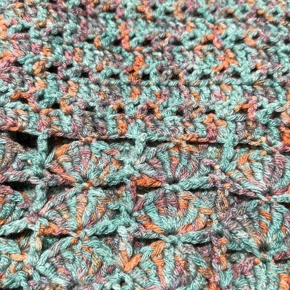 Crocheted Multicolor Boatneck Flare Sleeve Sweater - Picture 10 of 11